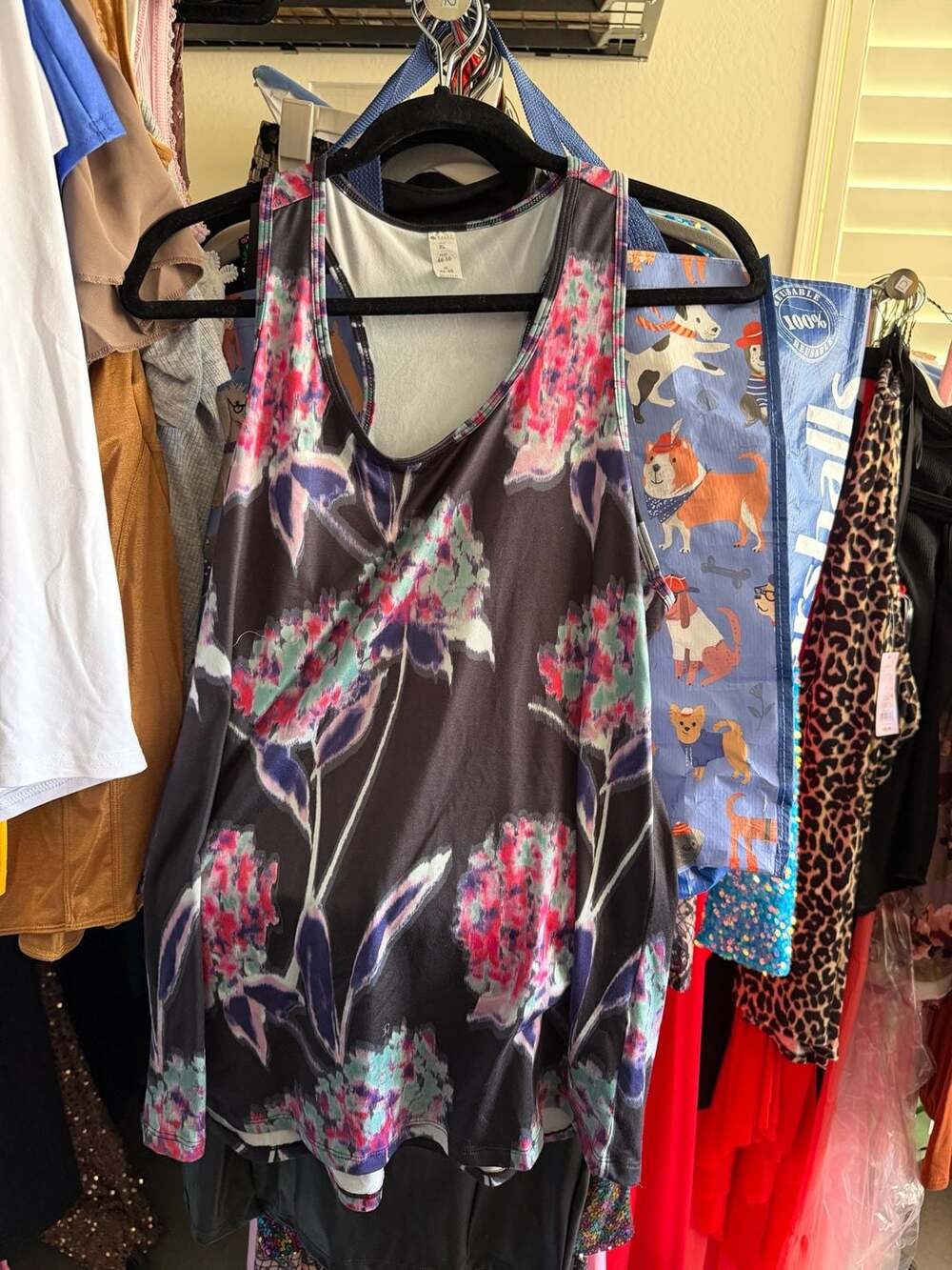 Bally Total Fitness Women's Racerback Athletic Tank Top Floral Print XL